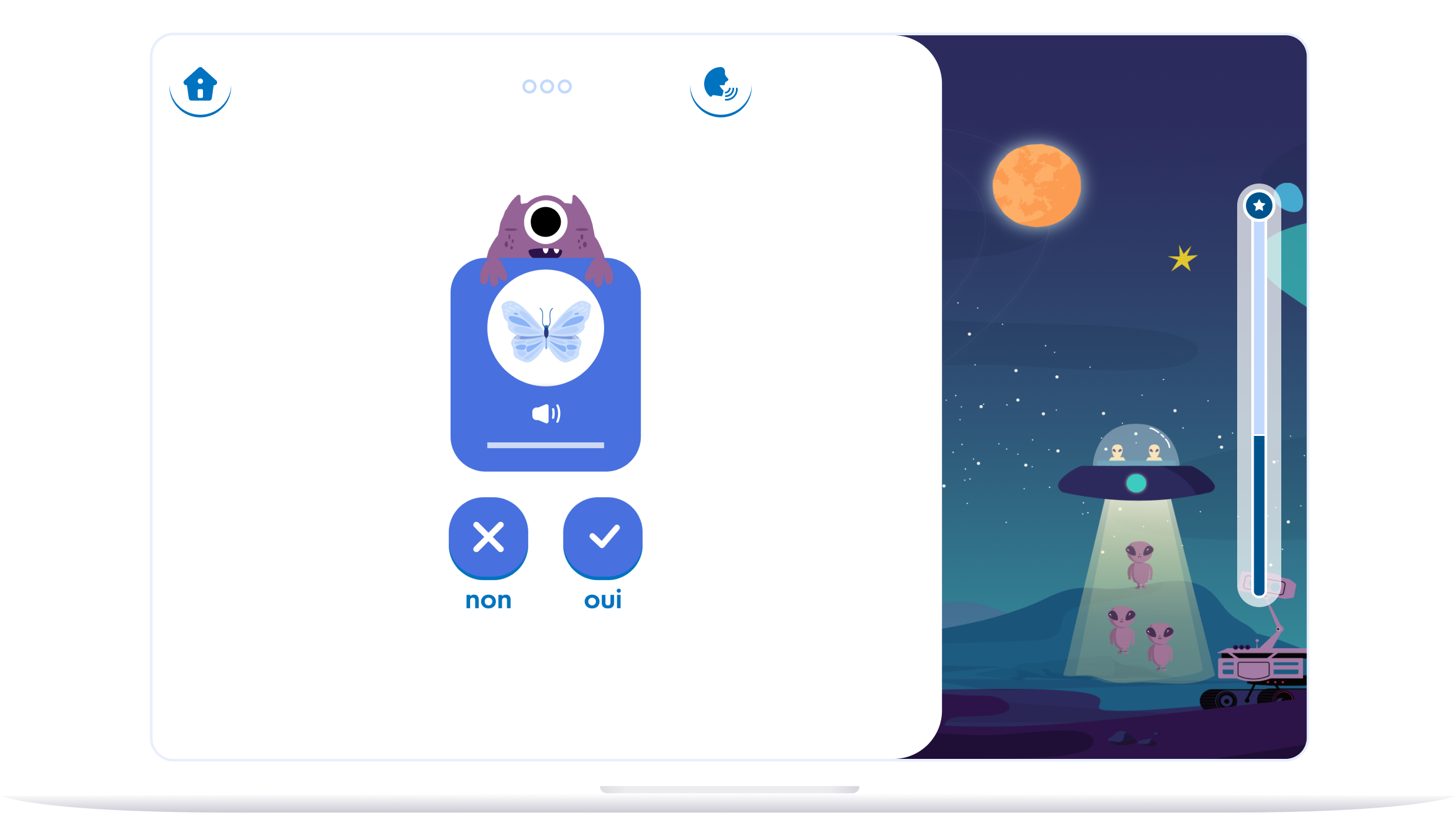 Illustration d’un exercice Lalilo pour élève sur ordinateur